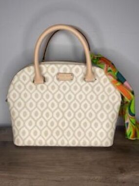 Kate spade tan geometric dome shape hand bag purse